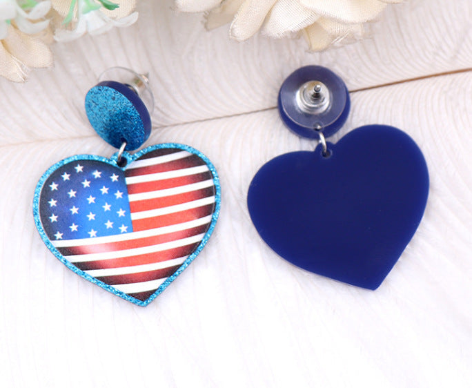 Wholesale Independence Day Heart Earrings